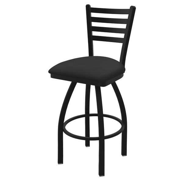 30" Swivel Bar Stool, Black Wrinkle, Canter Iron Seat